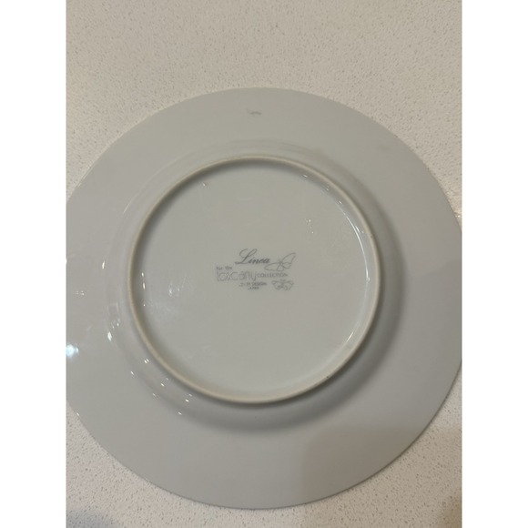 Vtg Linea Custom Painted Plates Porcelain Floral Butterflies Set Of Two 7.75" - Picture 7 of 11